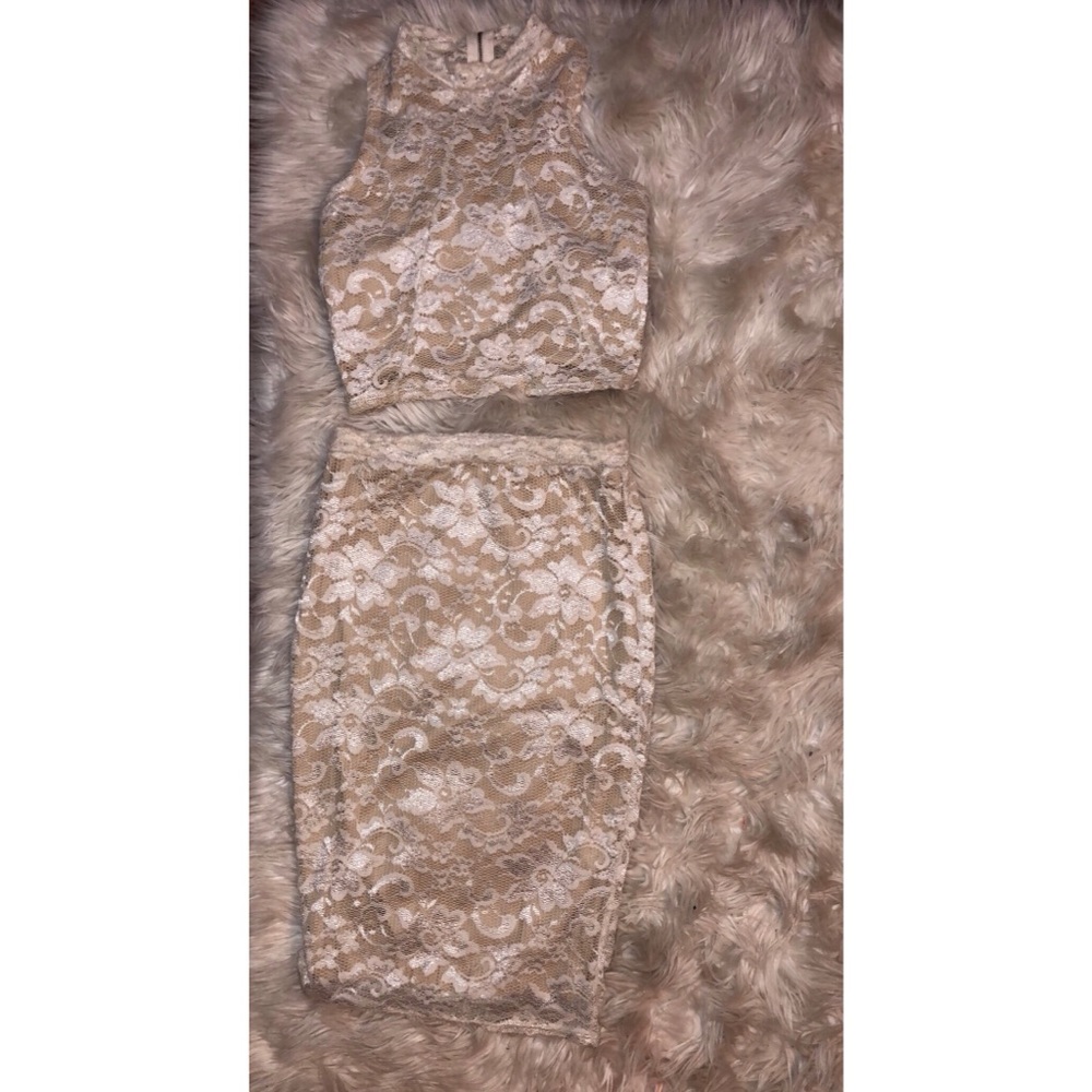 Custom Laced two piece (crop top w pencil skirt)